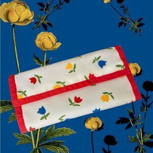 Floral Nylon Velcro Wallet Pencil Pouch Cosmetic Bag Jewelry Bag